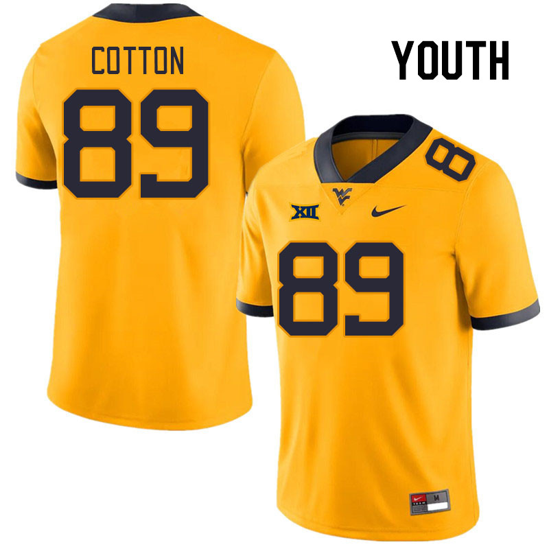 Youth #89 DJ Cotton West Virginia Mountaineers College Football Jerseys Stitched Sale-Gold - Click Image to Close